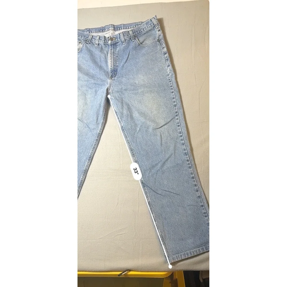 Carhartt Relaxed Fit Tapered Leg Mens Jeans 42x32 Blue Good Denim B17 DST
